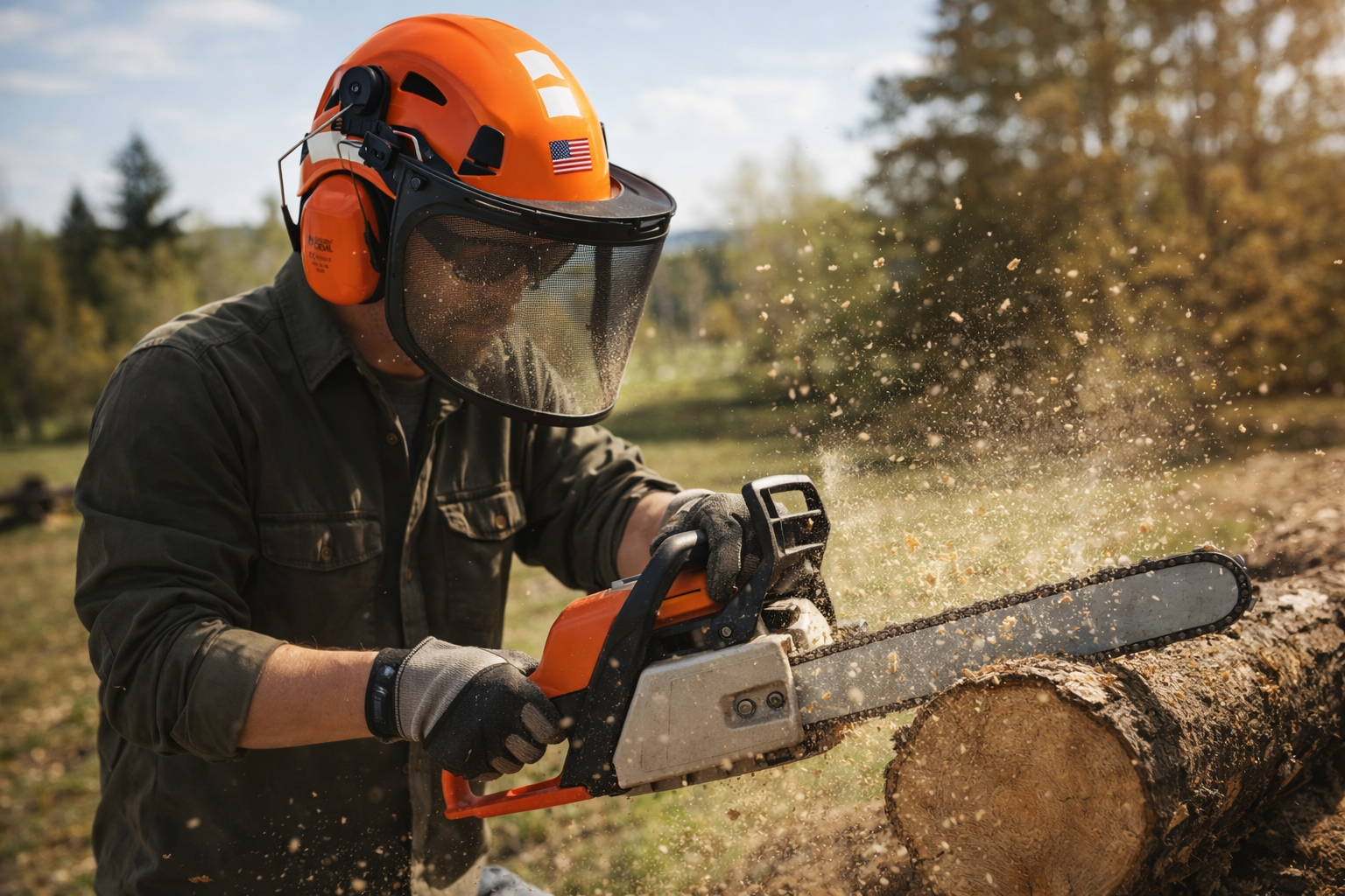 Capacete Florestal GREEN DEVIL com Viseira e Abafador