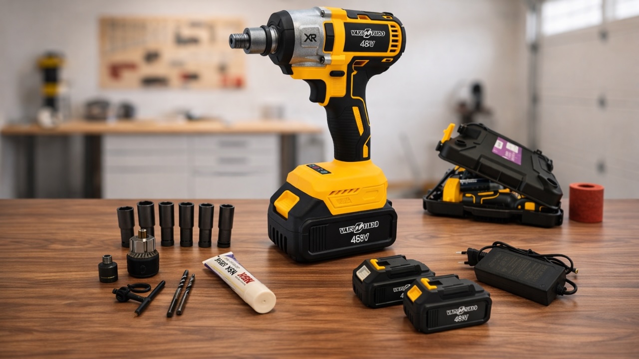 Kit Chave de Impacto Furadeira Parafusadeira 48V Brushless Bivolt na Maleta