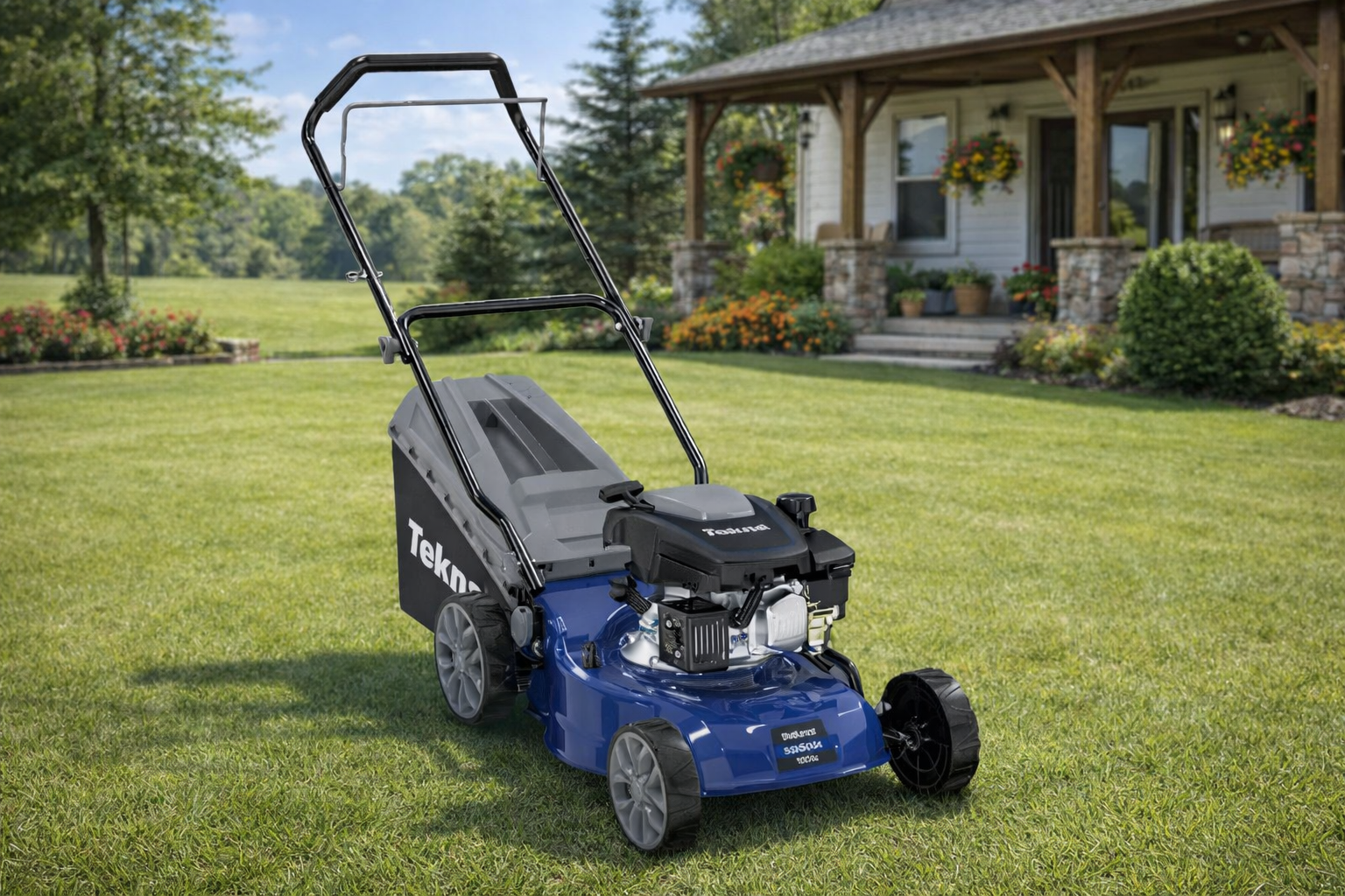 Cortador de Grama a Gasolina Tekna T430G40R cortando gramado