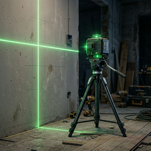Melhor Nivel a Laser Projetando Feixe Verde em Obra