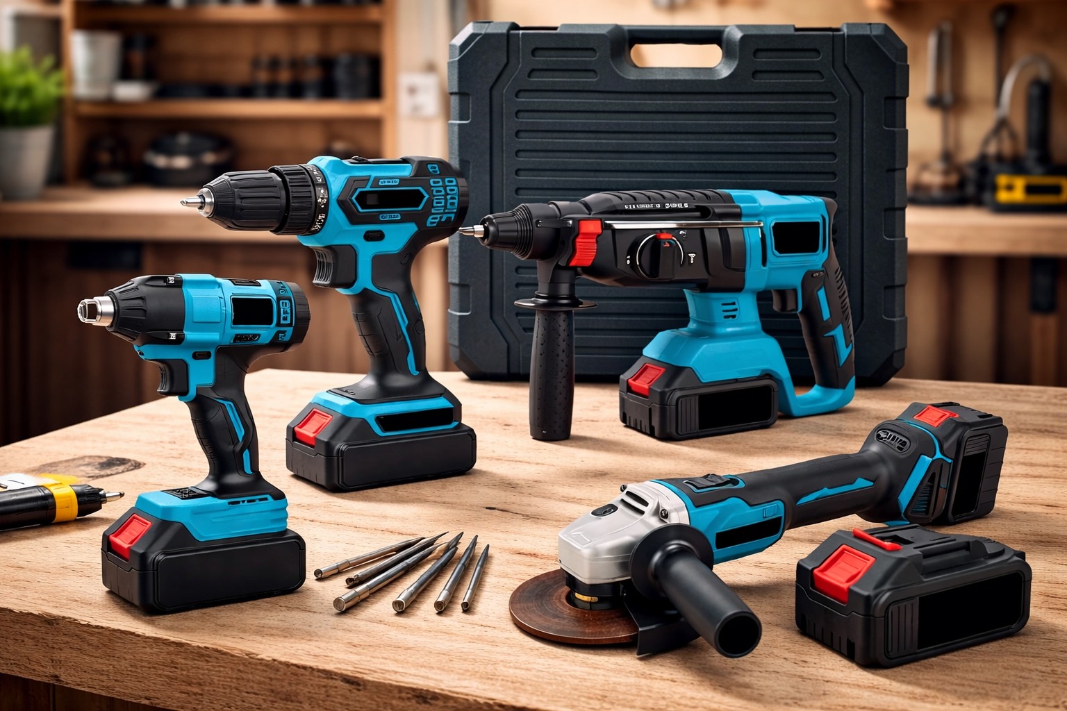 Kit Ferramentas Multifunções Shark Blue 21V em Bancada