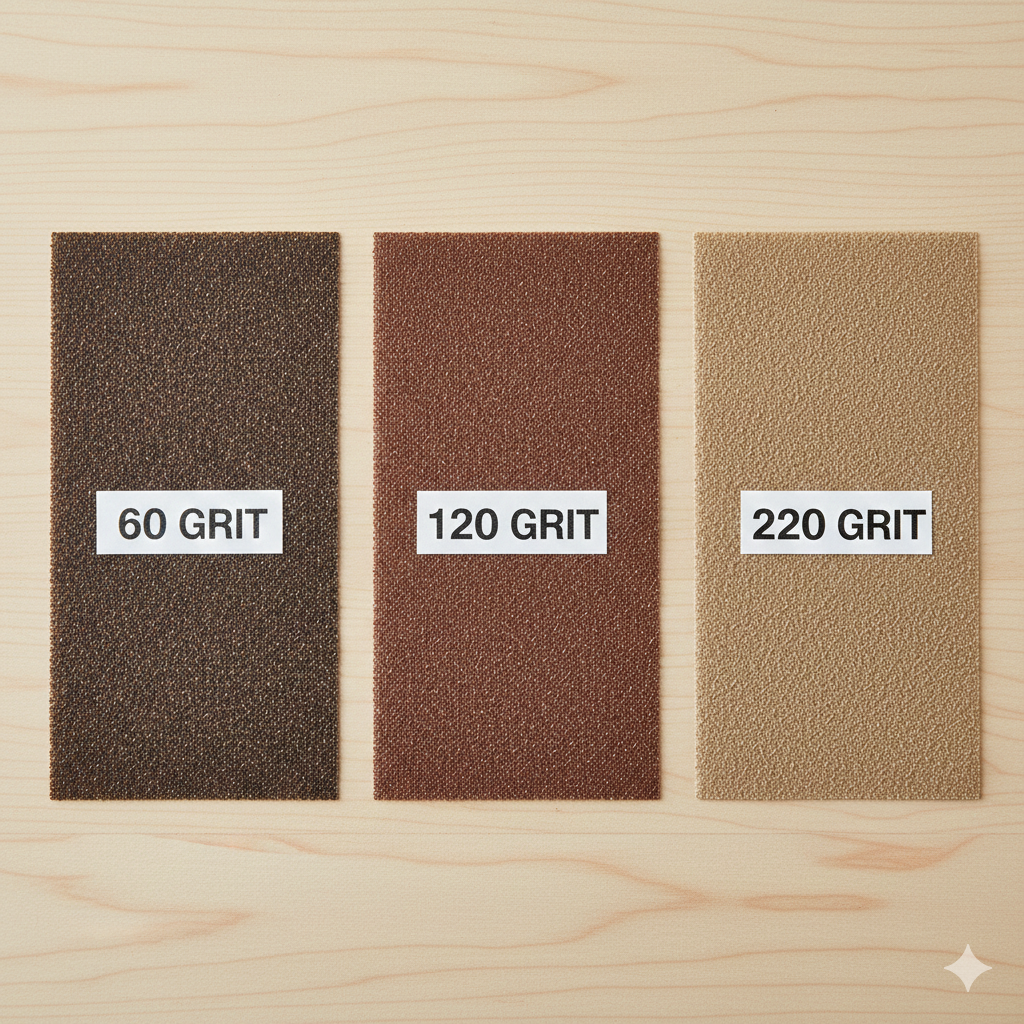 Sequência de grãos de lixa